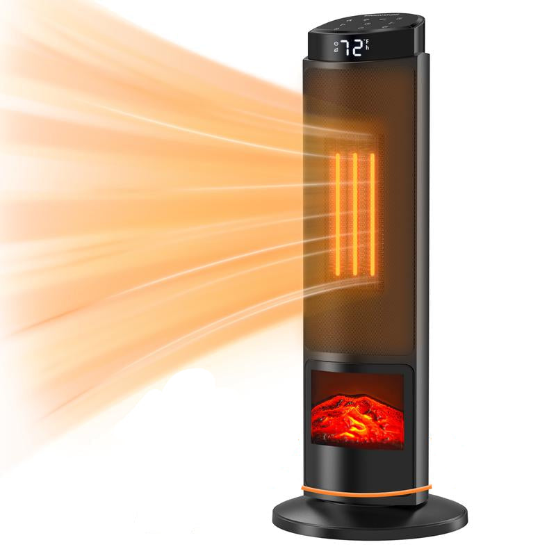 Space Heater for Indoor Use, 23Inch Portable Heater with Remote and Thermostat,7 Light Modes, 70°Oscillation, 12H Timer, up to 95°F, Tip-Over Protection