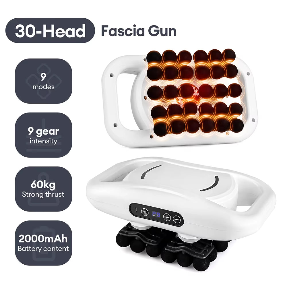30-Heads Body Massage Gun High-Frequency Vibration Fascia Gun Back Waist Thigh Massager Neck Shoulder Massager Muscle Masajeador