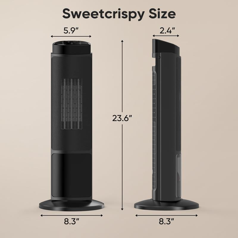 Space Heater for Indoor Use, 23Inch Portable Heater with Remote and Thermostat,7 Light Modes, 70°Oscillation, 12H Timer, up to 95°F, Tip-Over Protection