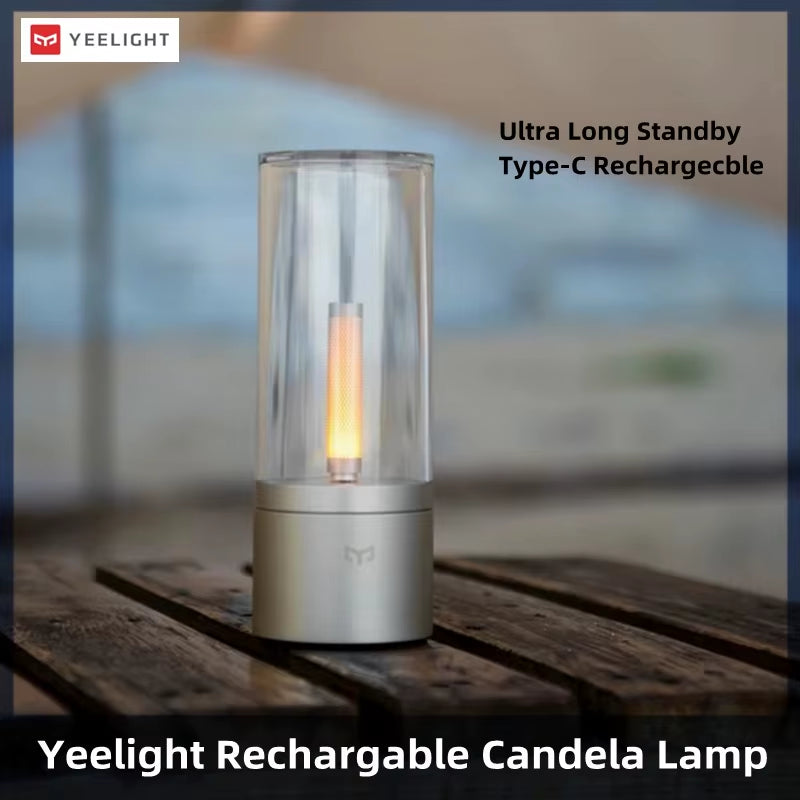 Rechargable Candle Lamp Yellow LED Night Light Atmosphere Light Stepless Dimming Nightstand Lamp for Bedroom