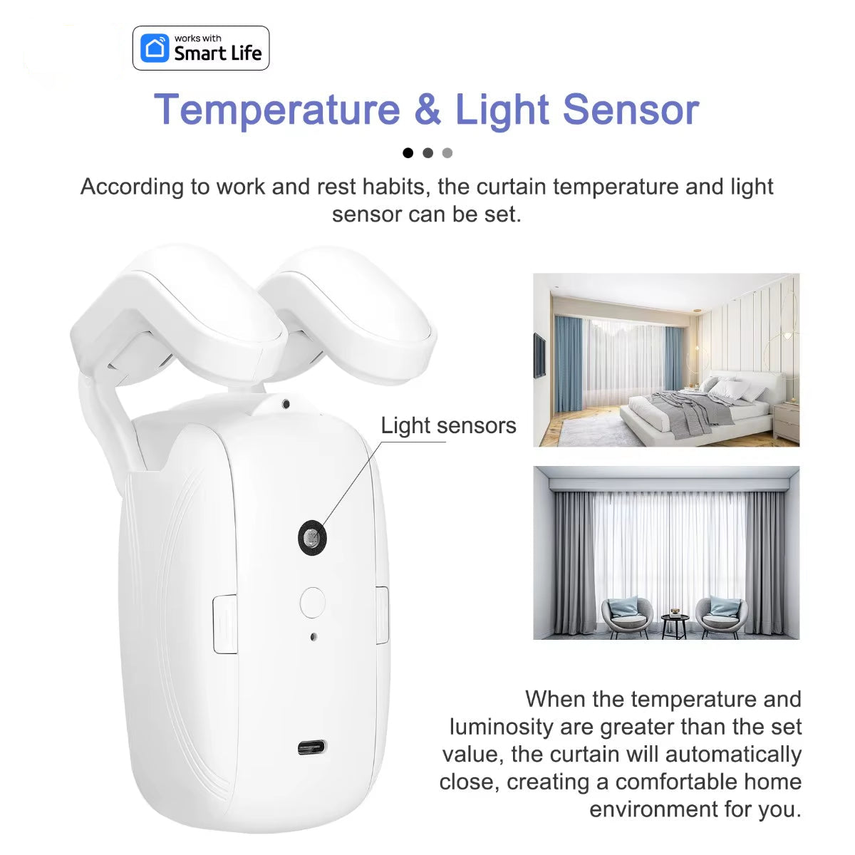 Tuya Smart Curtain Robot ( Roman Rod Track) Bluetooth APP Short Range Control, Timed Switch, Pull-To-Start, 8KG Load Capacity