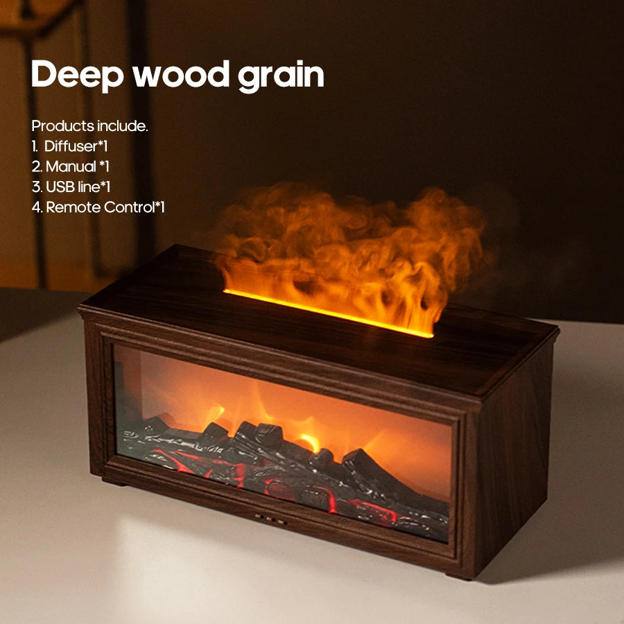 Creative Fireplace Air Humidifier 280Ml Simulated Flame Aroma Diffuser with Remote and Waterless Auto off for Home Bedroom Gift