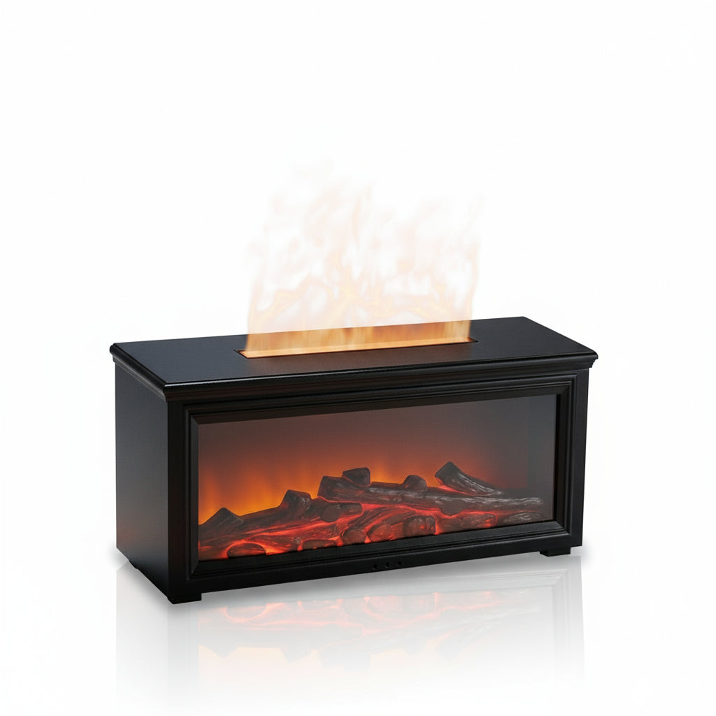 Creative Fireplace Air Humidifier 280Ml Simulated Flame Aroma Diffuser with Remote and Waterless Auto off for Home Bedroom Gift