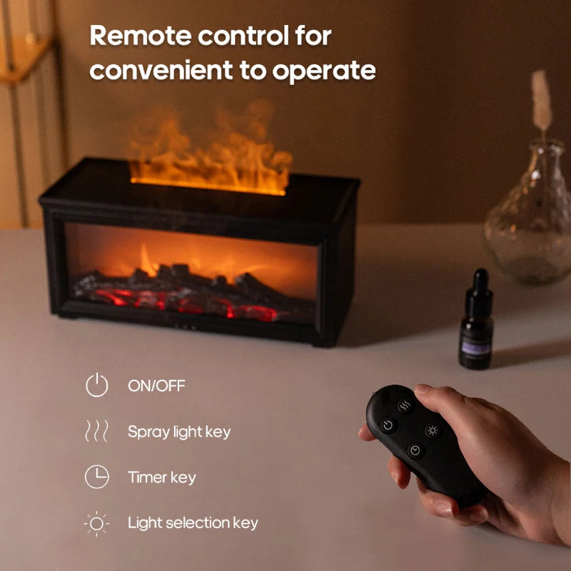 Creative Fireplace Air Humidifier 280Ml Simulated Flame Aroma Diffuser with Remote and Waterless Auto off for Home Bedroom Gift