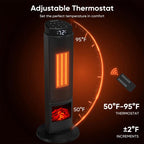 Space Heater for Indoor Use, 23Inch Portable Heater with Remote and Thermostat,7 Light Modes, 70°Oscillation, 12H Timer, up to 95°F, Tip-Over Protection