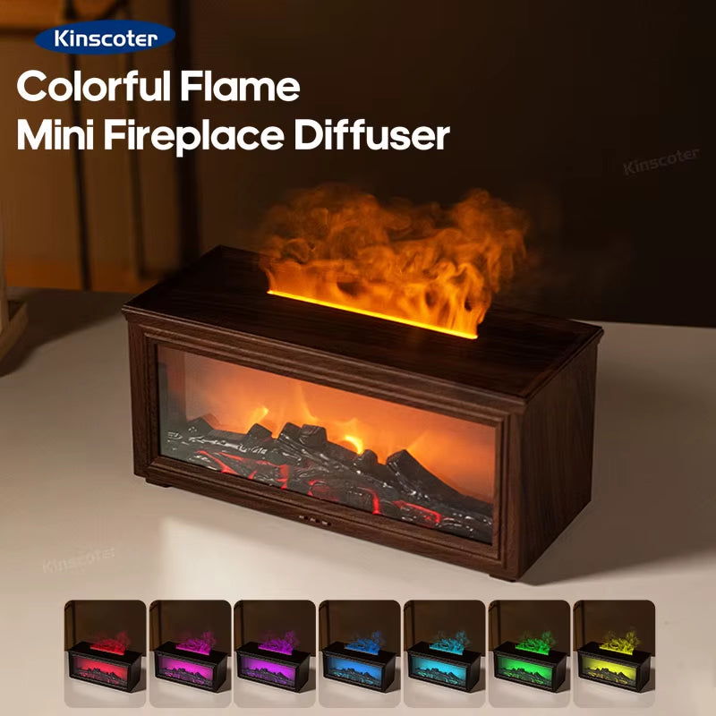 Creative Fireplace Air Humidifier 280Ml Simulated Flame Aroma Diffuser with Remote and Waterless Auto off for Home Bedroom Gift
