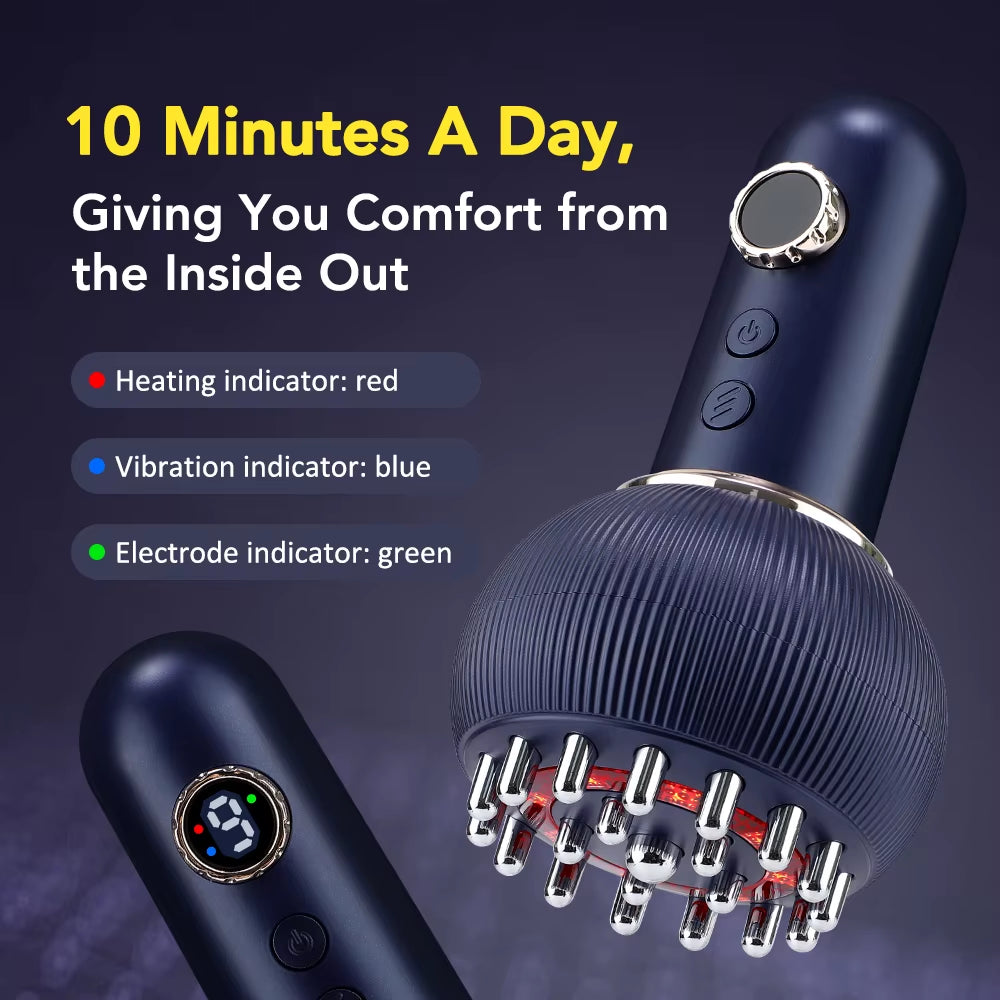 Rechargeable Guasha Massager Body Shaping Heating Meridian Scraping Brush Lymphatic Drainage Machine Fat Burner
