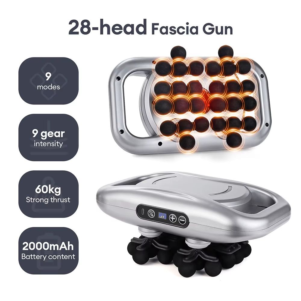 30-Heads Body Massage Gun High-Frequency Vibration Fascia Gun Back Waist Thigh Massager Neck Shoulder Massager Muscle Masajeador