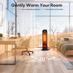 Space Heater for Indoor Use, 23Inch Portable Heater with Remote and Thermostat,7 Light Modes, 70°Oscillation, 12H Timer, up to 95°F, Tip-Over Protection
