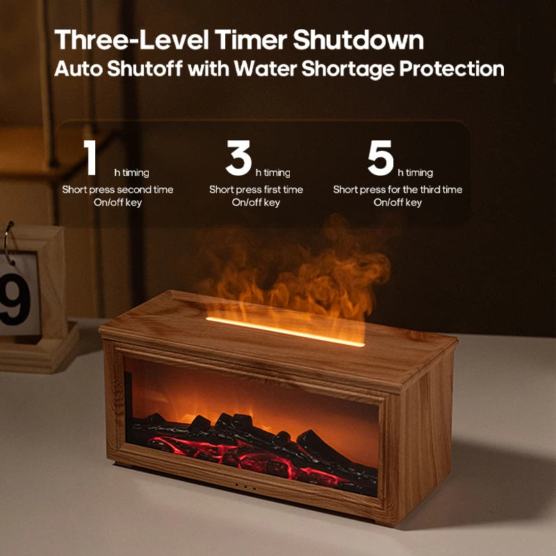 Creative Fireplace Air Humidifier 280Ml Simulated Flame Aroma Diffuser with Remote and Waterless Auto off for Home Bedroom Gift