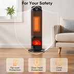 Space Heater for Indoor Use, 23Inch Portable Heater with Remote and Thermostat,7 Light Modes, 70°Oscillation, 12H Timer, up to 95°F, Tip-Over Protection