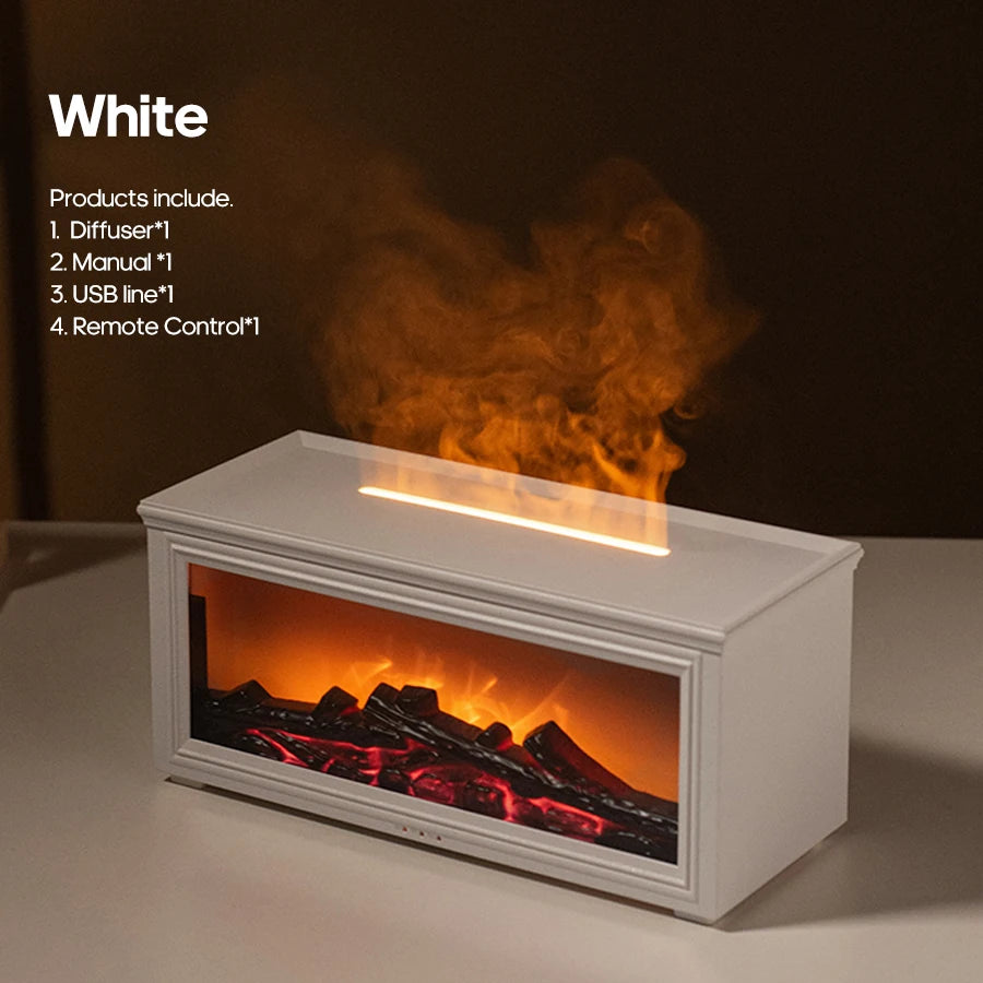 Creative Fireplace Air Humidifier 280Ml Simulated Flame Aroma Diffuser with Remote and Waterless Auto off for Home Bedroom Gift