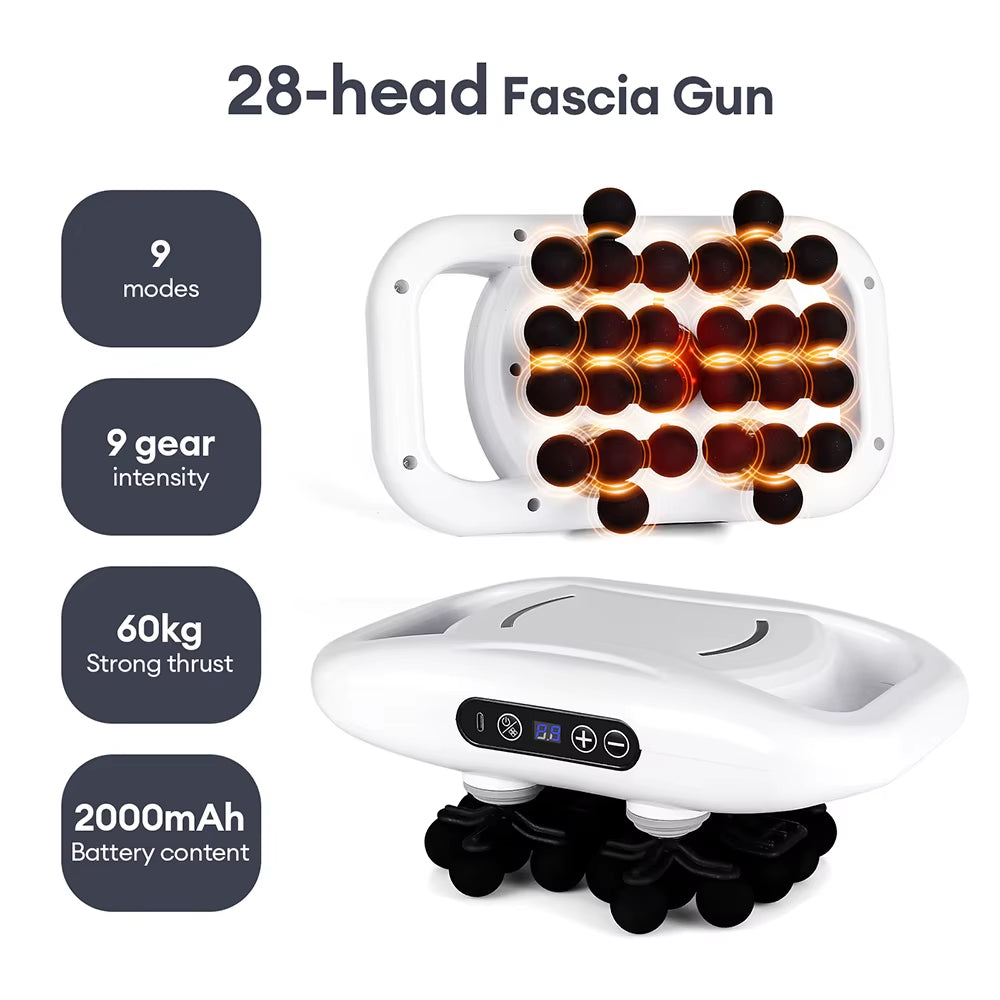30-Heads Body Massage Gun High-Frequency Vibration Fascia Gun Back Waist Thigh Massager Neck Shoulder Massager Muscle Masajeador