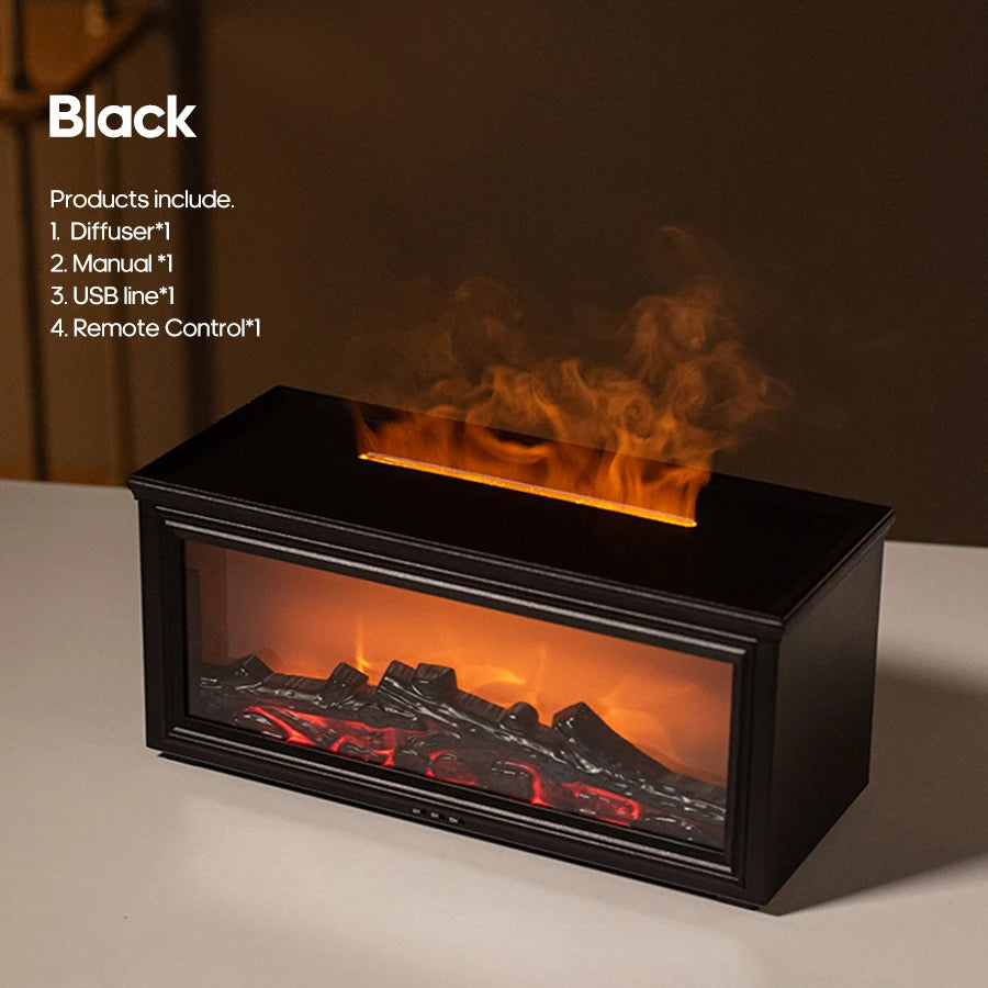 Creative Fireplace Air Humidifier 280Ml Simulated Flame Aroma Diffuser with Remote and Waterless Auto off for Home Bedroom Gift
