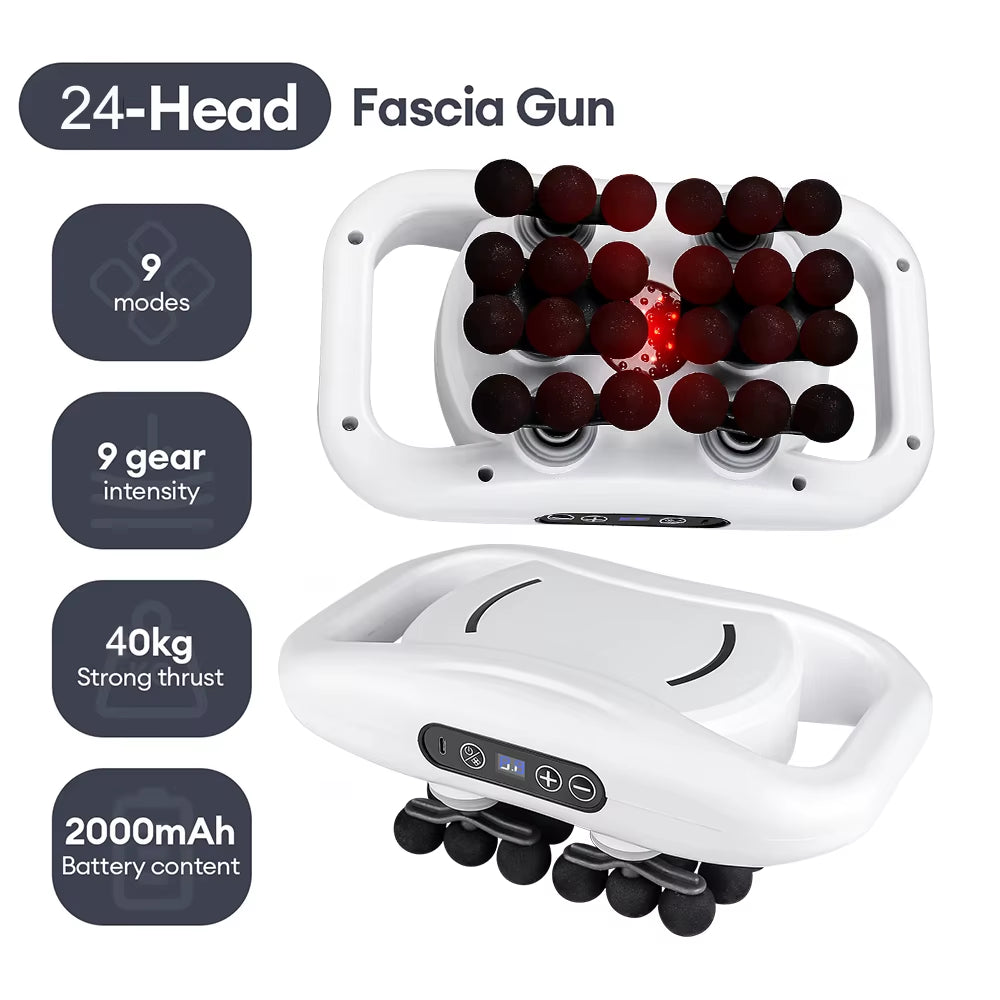 30-Heads Body Massage Gun High-Frequency Vibration Fascia Gun Back Waist Thigh Massager Neck Shoulder Massager Muscle Masajeador