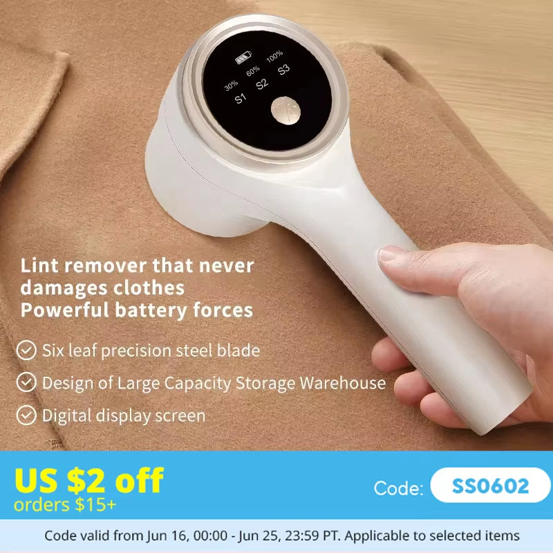 Lint Remover for Clothing Electric Pellet Fluff Remover Rechargeable Portable Fabric Hairball Shaver Removes Lint from Clothes