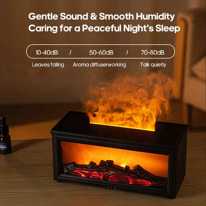 Creative Fireplace Air Humidifier 280Ml Simulated Flame Aroma Diffuser with Remote and Waterless Auto off for Home Bedroom Gift