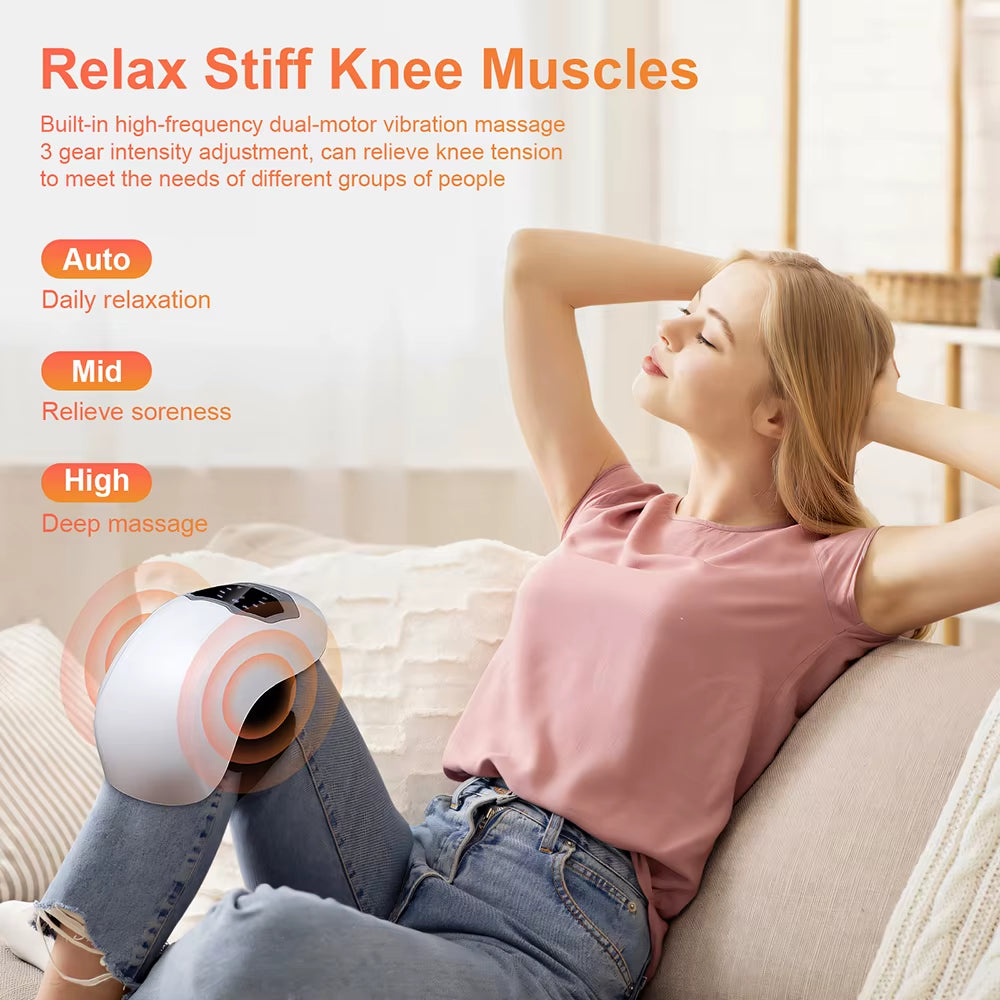 Smart Knee Massager 3 Gear Vibration Relax Knee Muscles Massage Machine Shoulder Elbow Knee Joint Hot Compress Massage Tool