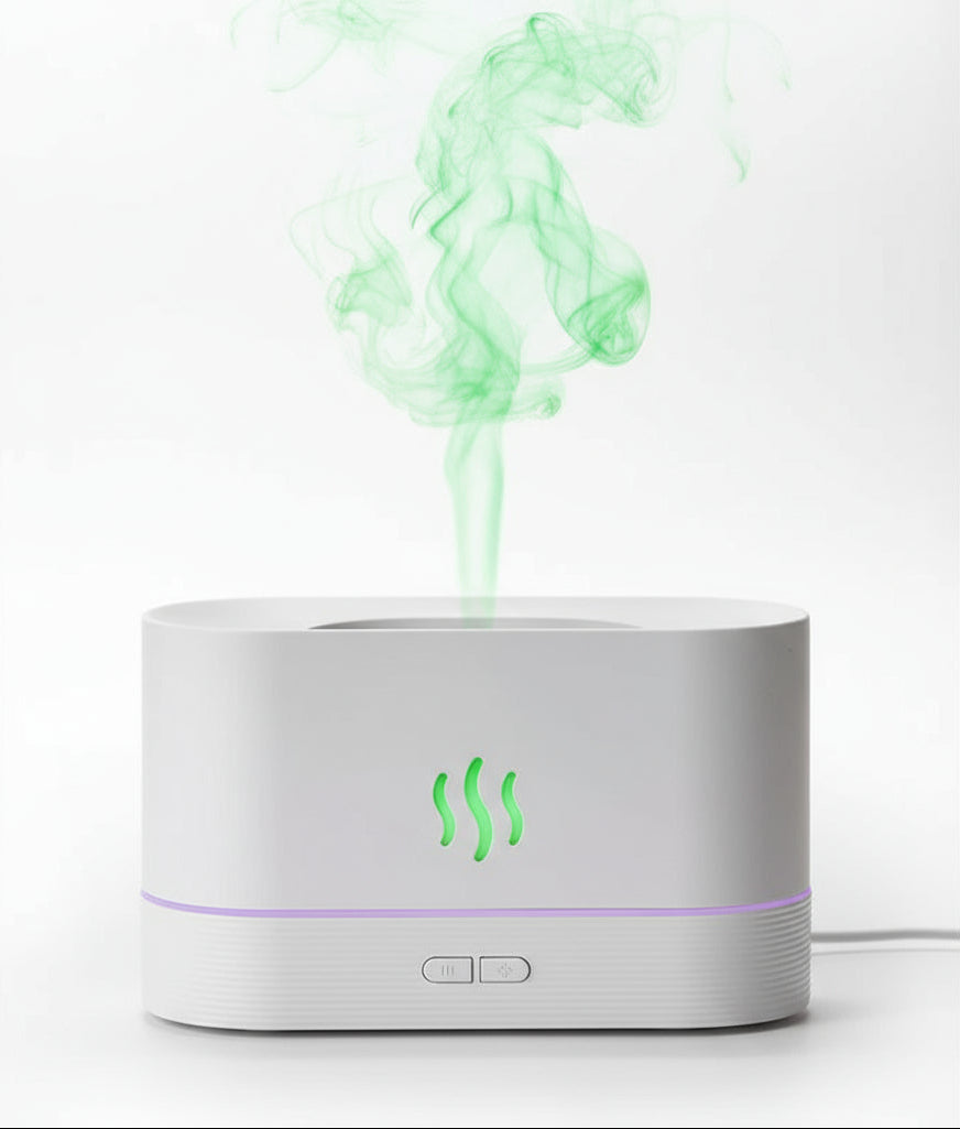 LED Lighting Ultrasonic Air Humidifier Colorful Flame Fragrance Essential Oil Lamp Perfume Simulation